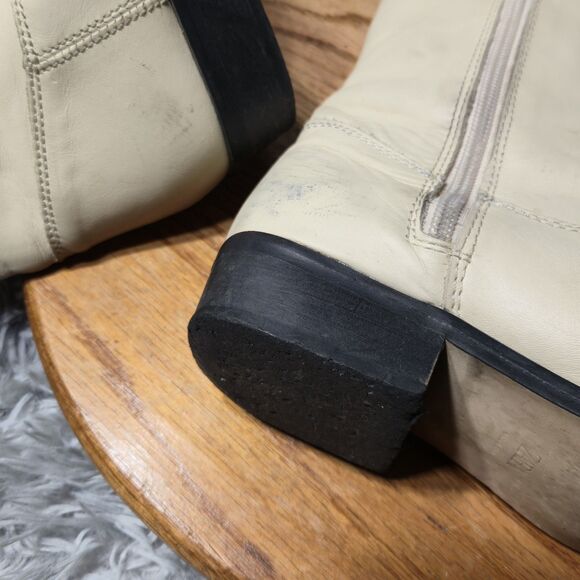 Zara Boots Women Size 5.5-6 EU 36 Leather Cream Ivory  Western Cowboy Ankle Boot - Picture 10 of 12